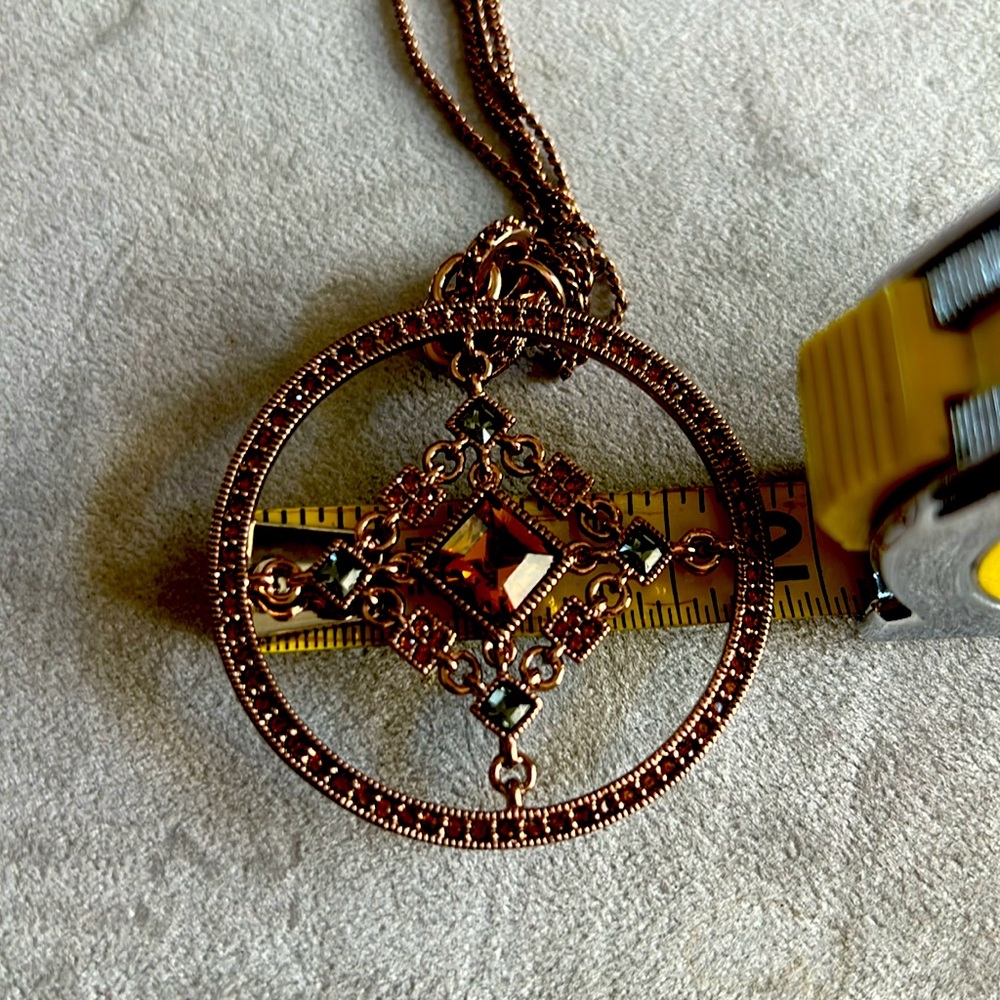 NWOTAuthentic Givenchy Necklace.Adjustable short/longRose color/Rhinestone Amber - Picture 9 of 10